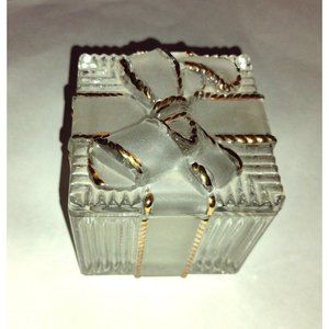 Vintage Lead Crystal 24% Anna Hutte Square Bow Trinket Box